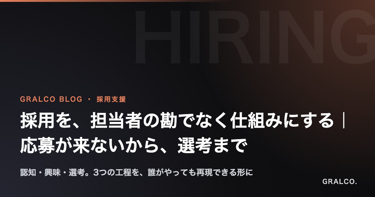 採用を、担当者の勘でなく仕組みにする|応募が来ないから、選考まで