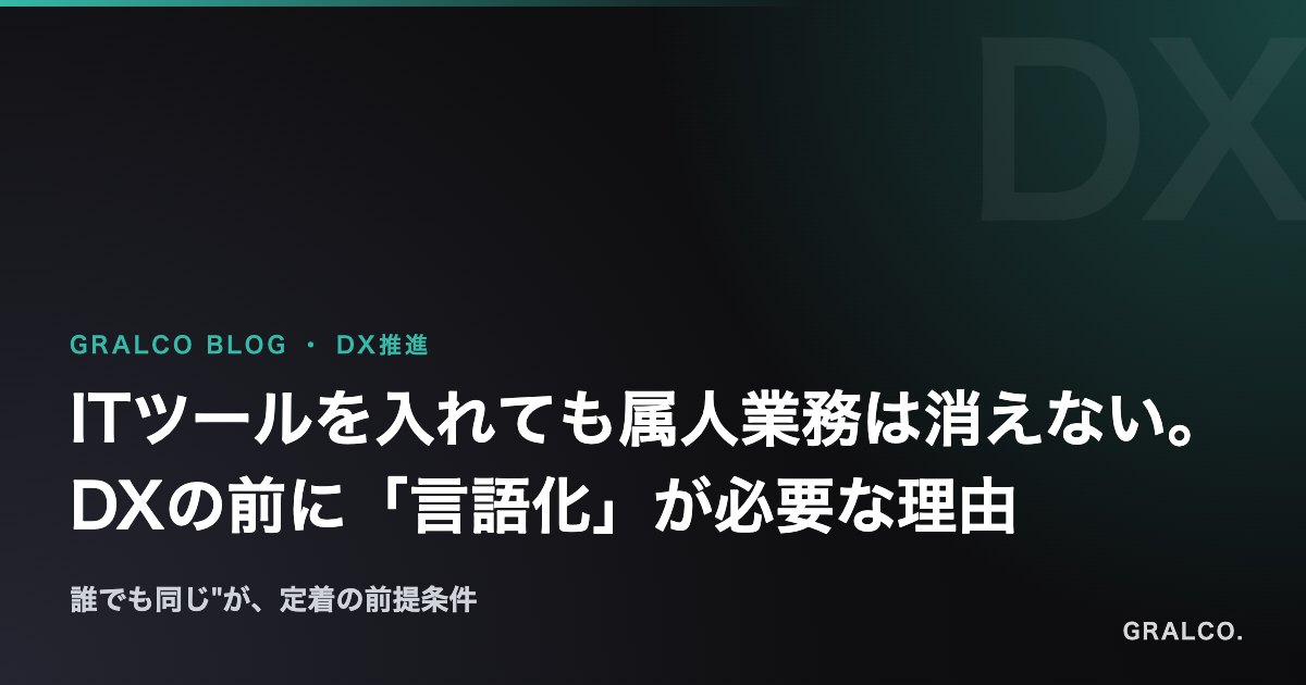 ITツールを入れても属人業務は消えない。DXの前に「言語化」が必要な理由